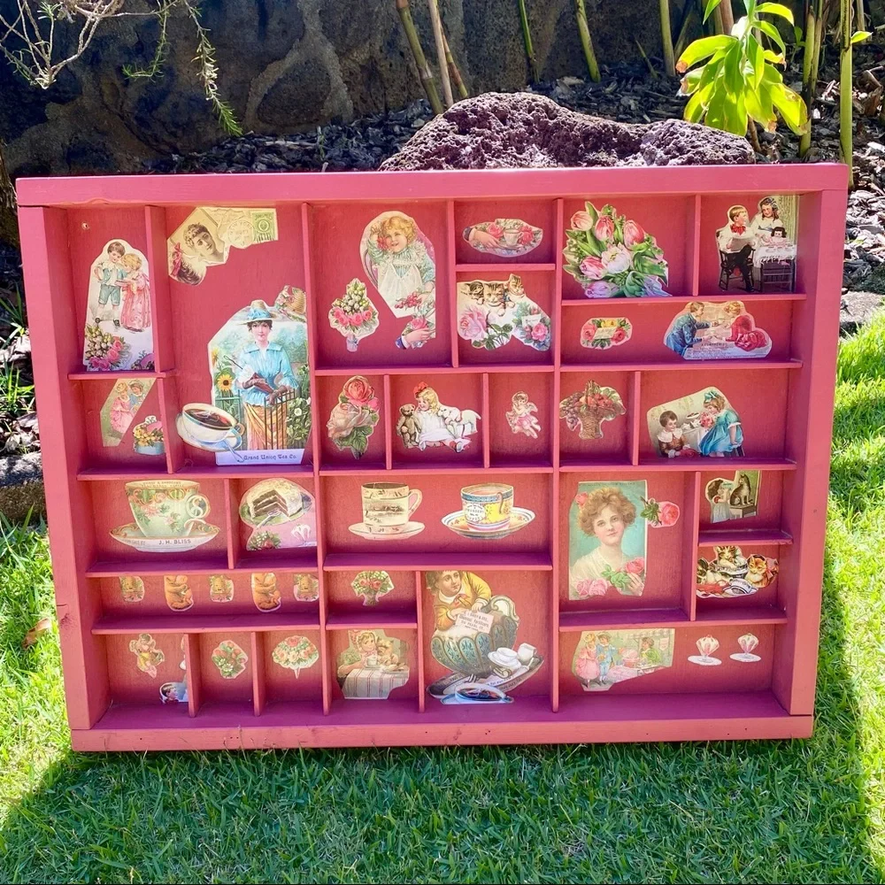 Retro Handmade Wooden Curio Display Shelf